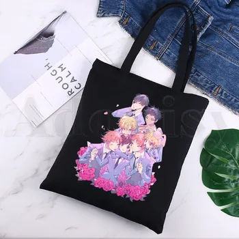 Ouran High School Host Club, Чанти за пазаруване с Изображение на анимационни герой от Аниме, черни Холщовые чанти с принтом, Модни и Ежедневни чанта за момичета