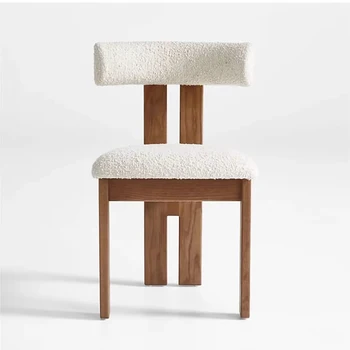 Прост стол за хранене от масивно дърво в ретро стил, Грим от кашмир Агне, Дизайнерски модел, маса за Хранене, стол за дневна, Мебели, обзавеждане, диван, фотьойл