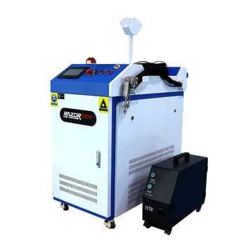 Многофункционален fiber-заваръчни машини за заваряване на метали, рязане и почистване с автоматично подаване на тел hanwei 2000 W