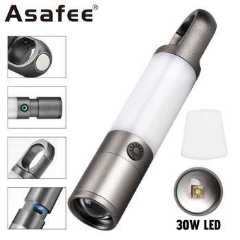 Asafee H20 30 Watt Led Бял/Топло Лампа за Къмпинг с Вградена Батерия, Телескопична Увеличение-Лампа, Акумулаторна батерия Водоустойчив Фенер