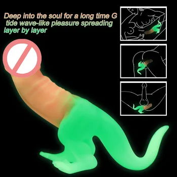 Огромен анален вибратор във формата на динозавър от силиконовата аналната корк, Масажор за простатата, Як Секс-играчки за възрастни, За вагинални анални игри с точка G.