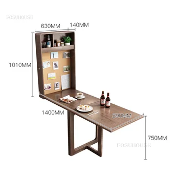 Скандинавските телескопични стенни маси, Сгъваеми маса за малък апартамент, Модерен минималистичен кухненски правоъгълна маса