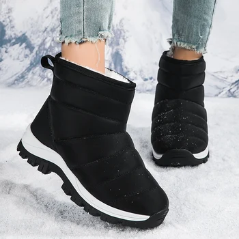 Дамски Ежедневни Зимни обувки От топъл плюш, по-Големи размери, осветлението на работните обувки, Модни и Удобни ботуши на не-хлъзгава подметка