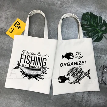 Всички видове чанти за пазаруване с риба, чанта-тоут, чанта през рамо, холщовые чанти, чанта за колеж голям капацитет