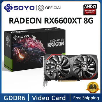 Видео карта SOYO AMD Radeon RX 6600XT 8G GDDR6 Видеопамять 128 Bit PCIE4.0*8 DP Детска видео карта е Изцяло Нов настолен графичен процесор