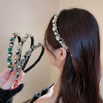 Корейски подаръци за момичета, панделка за коса на принцесата, Циркон, Планински кристал, Перли превръзки, барокова кристален превръзка, Женски панделка за коса